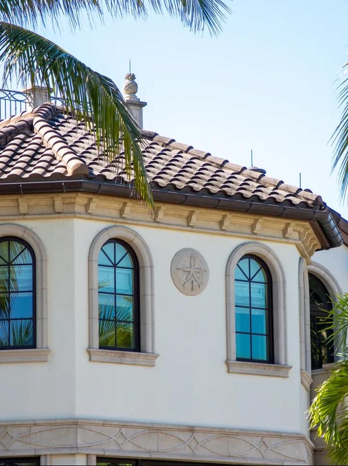 Tile roof and arched window detail